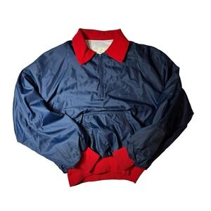 Vintage DeLong Men's Red And Blue 1/4 Zip Jacket‎ XL